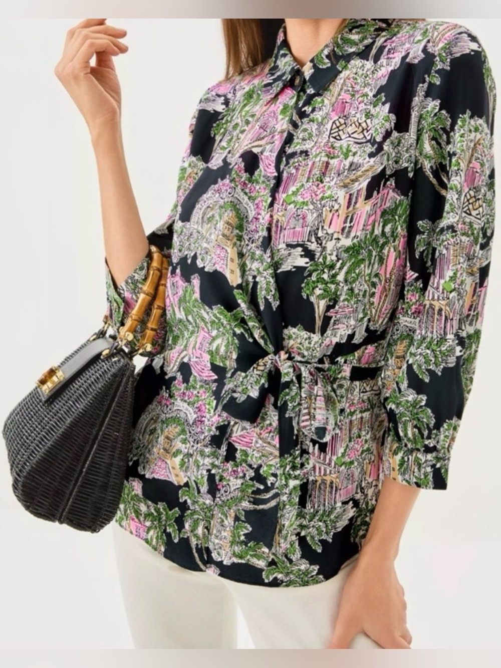 NWT Lilly Pulitzer 16 Casia Wrap Tunic “Onyx Pb Anniversary Toile” sz 16 ✨💲178